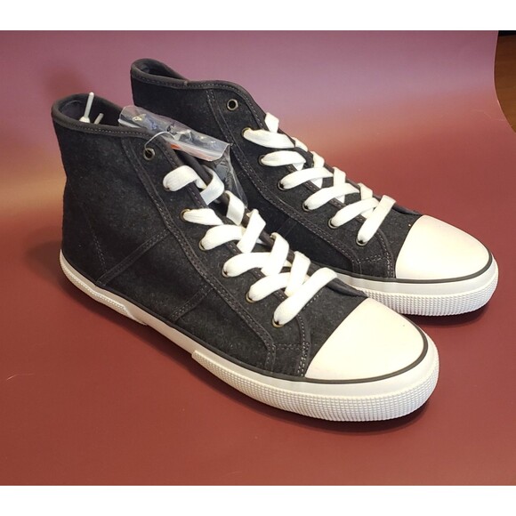 NWOB Ralph Lauren Sneaker Women Size 11 High Top January II Flannel Gray - Picture 1 of 7